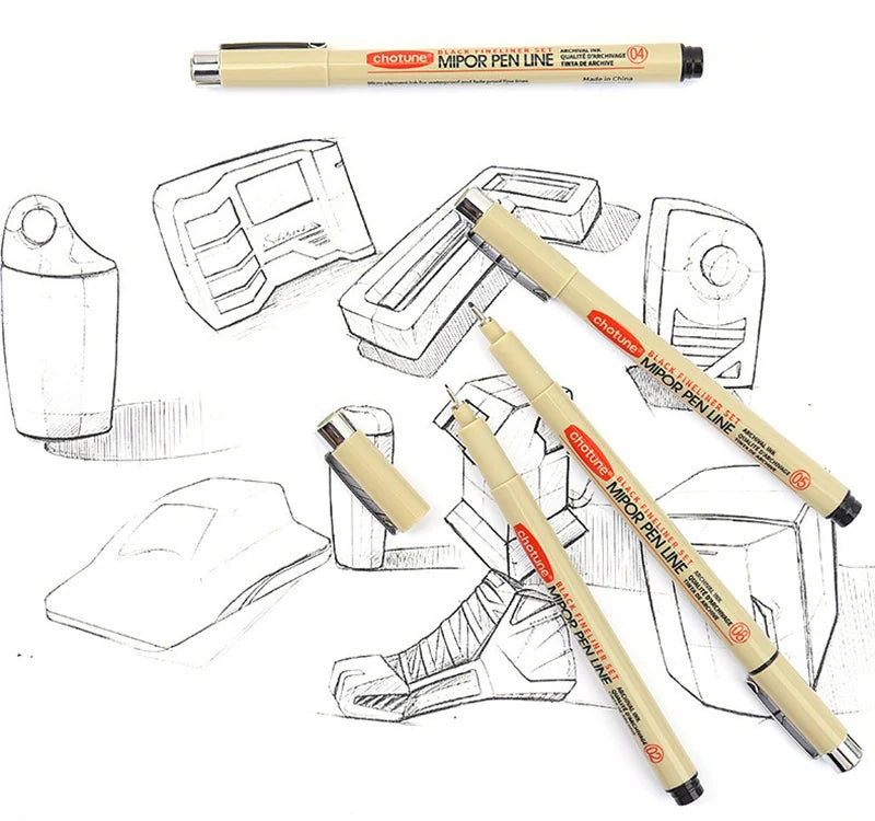 Stylos Fineliner Noirs Manga - Encre Pigmentée
