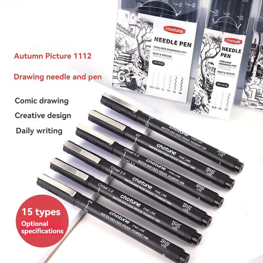 Micro Stylos Noirs 15 Tailles - Encre Archive Manga