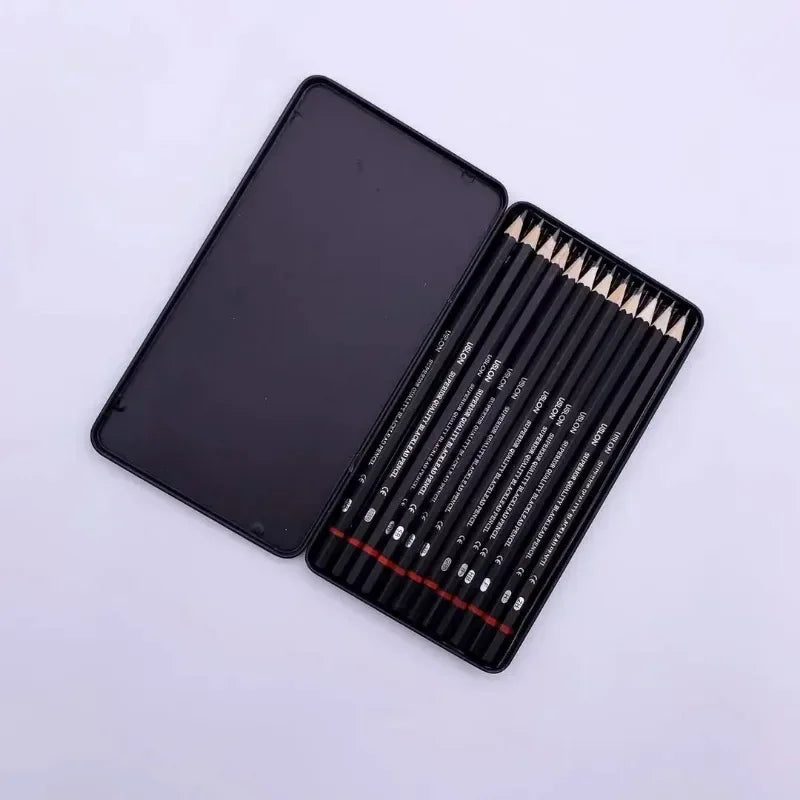 Graphite Pencils 2H-8B - Tin Box 12 Pieces