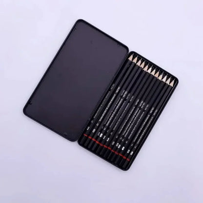 Graphite Pencils 2H-8B - Tin Box 12 Pieces