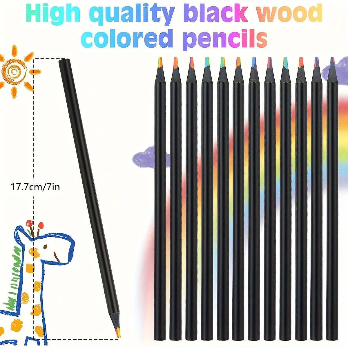 Crayons Arc-en-ciel 7 Couleurs - 12 à 48 Pièces