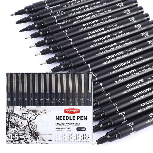 Micro Stylos Noirs 15 Tailles - Encre Archive Manga