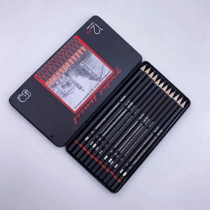 Graphite Pencils 2H-8B - Tin Box 12 Pieces
