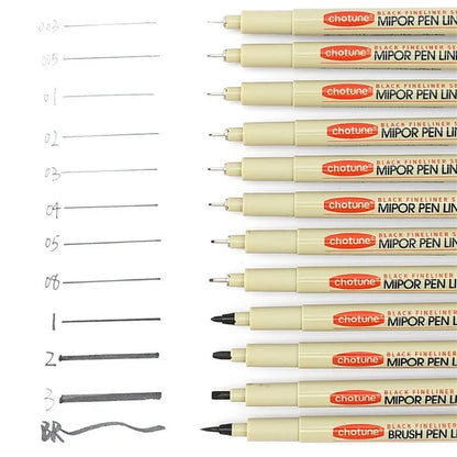 Stylos Fineliner Noirs Manga - Encre Pigmentée