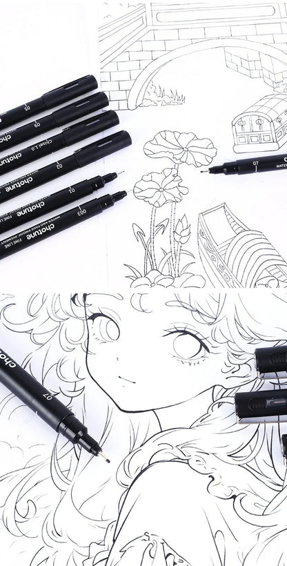Micro Stylos Noirs 15 Tailles - Encre Archive Manga