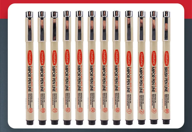 Stylos Fineliner Noirs Manga - Encre Pigmentée