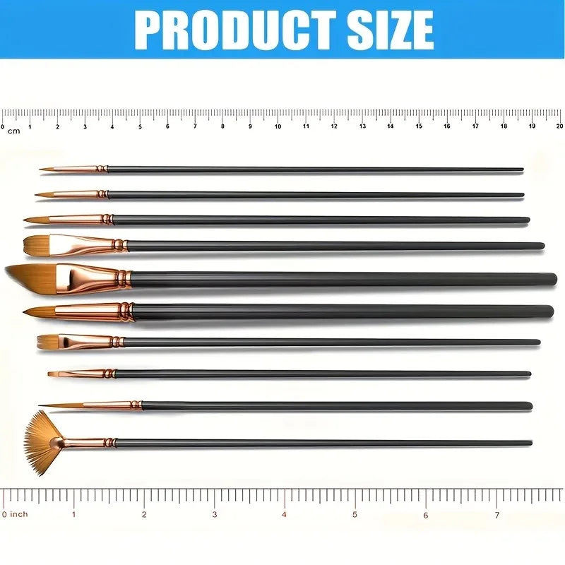 Pinceaux Plats Nylon - Set 12 Pièces