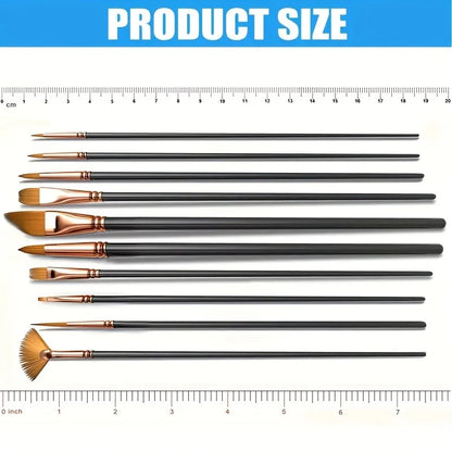 Pinceaux Plats Nylon - Set 12 Pièces