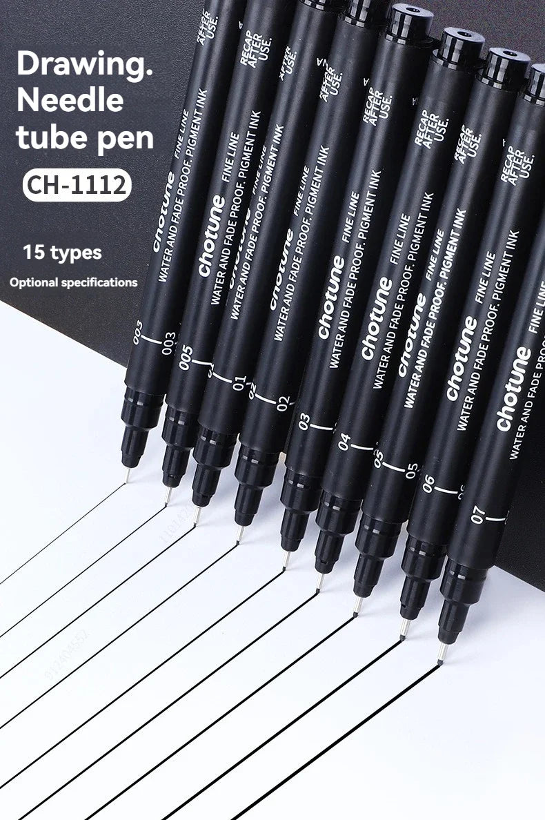 Micro Stylos Noirs 15 Tailles - Encre Archive Manga