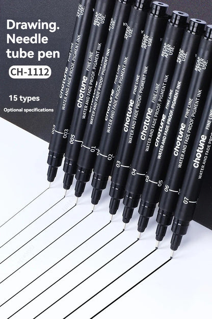 Micro Stylos Noirs 15 Tailles - Encre Archive Manga