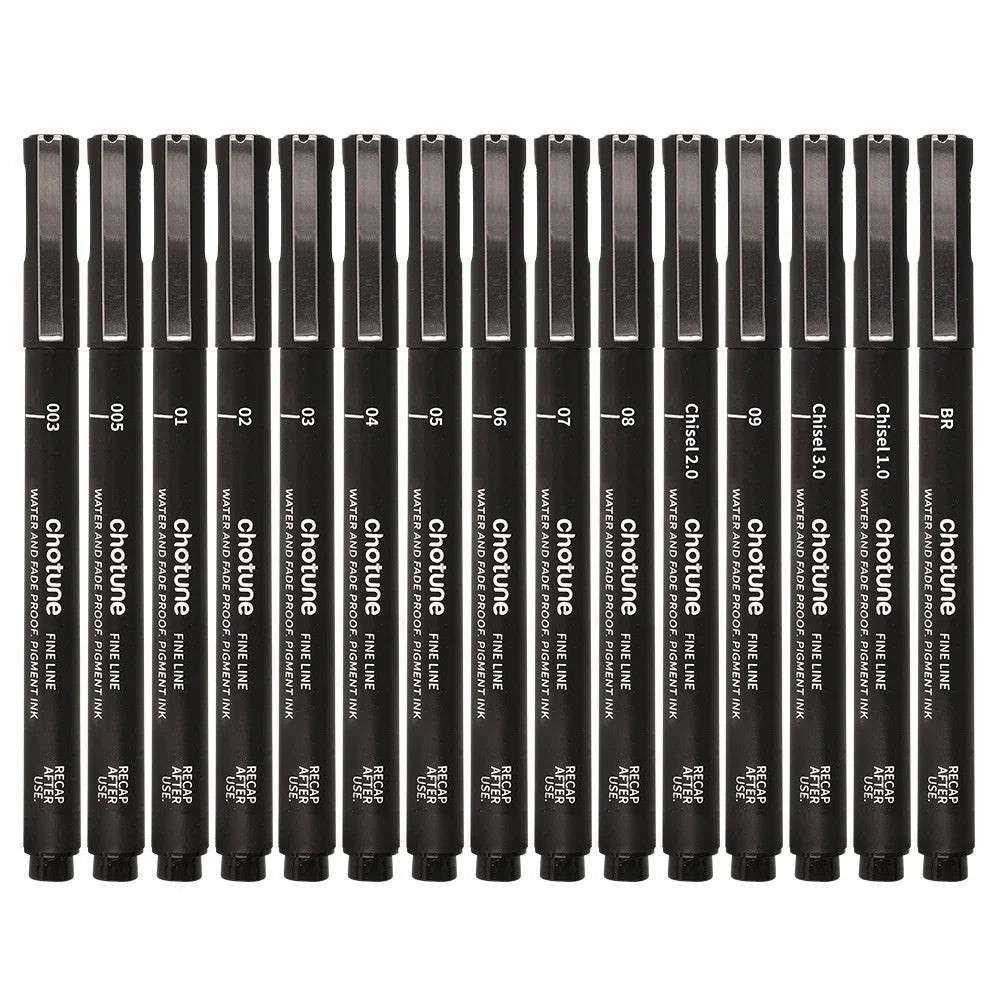 Micro Stylos Noirs 15 Tailles - Encre Archive Manga