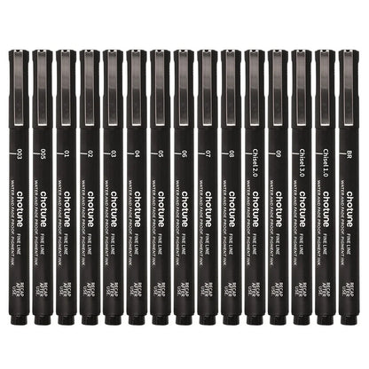 Micro Stylos Noirs 15 Tailles - Encre Archive Manga