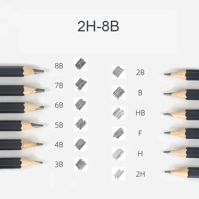 Graphite Pencils 2H-8B - Tin Box 12 Pieces