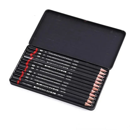 Graphite Pencils 2H-8B - Tin Box 12 Pieces