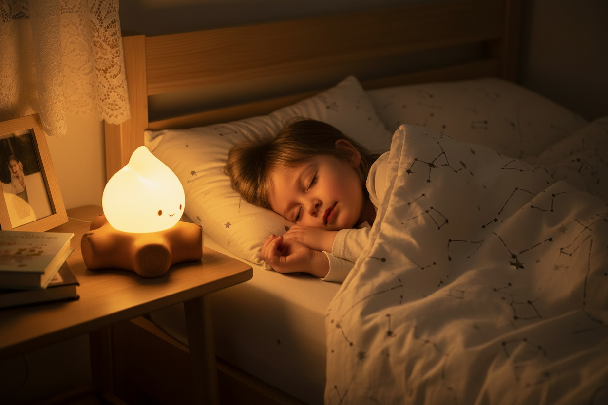 Enfant qui dort avec veilleuse - inversé