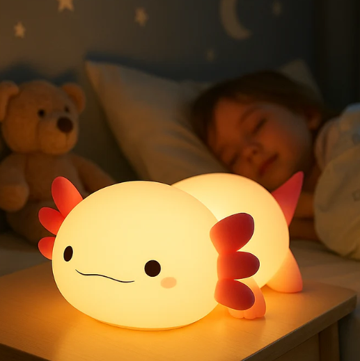 Veilleuse Axolotl en Silicone | Lampe Douce Enfant USB — Exolune